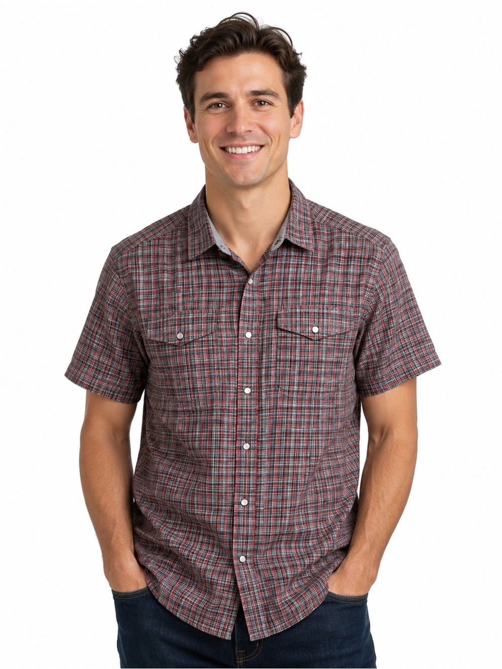 Columbia Plaid Pearl Snap Shirt XL Short Sleeve Regular Fit